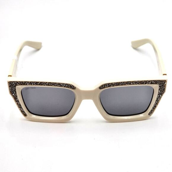 Jimmy Choo 51MM Embellished White/Ivory Rectangle Sunglasses - Picture 12 of 13
